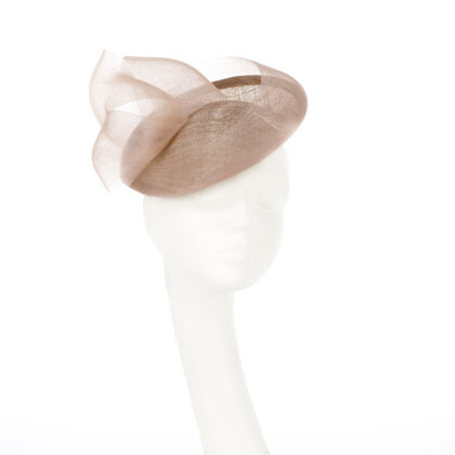 Nerida Fraiman - Rose siname disk hat with sculptural crin swirl