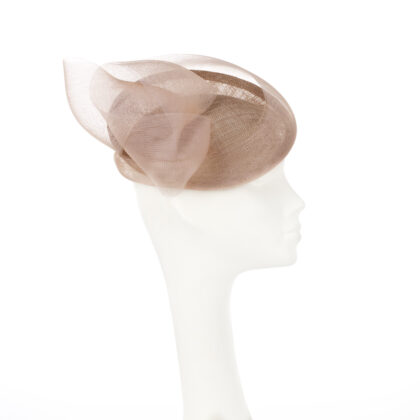 Nerida Fraiman - Rose siname disk hat with sculptural crin swirl