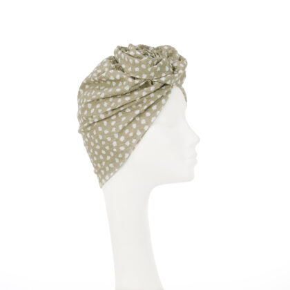 Nerida Fraiman - Rose turban in luxury pure Japanese in sand and ivory cotton print self-lined
