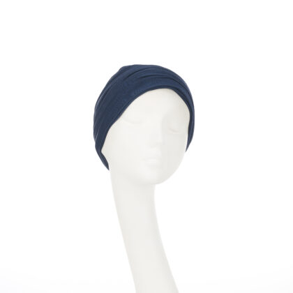 Nerida Fraiman - French navy self-lined Sheika Moza style hijab in luxury silk jersey with silk lining