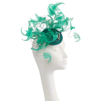 Nerida Fraiman - Curled diamond cut ostrich feathers on disc with dragonfly